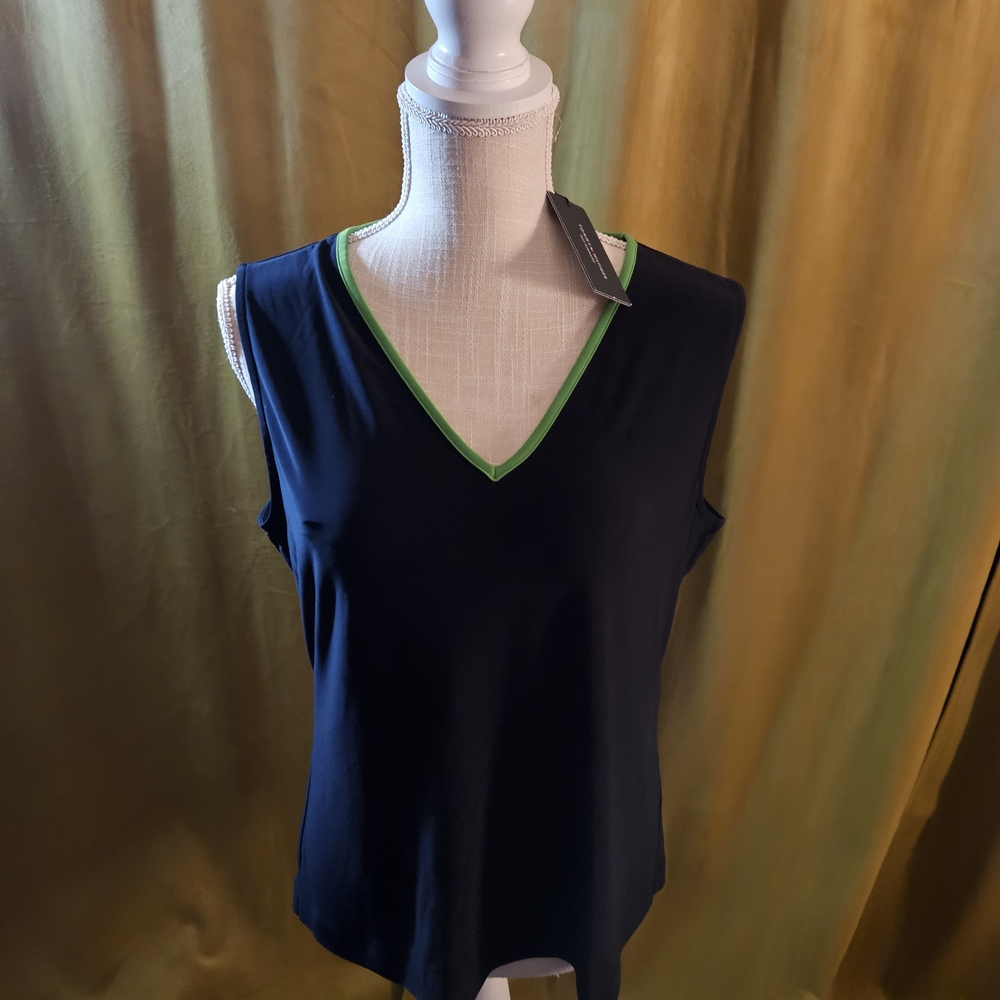 Tommy Hilfiger Dark Navy Tank Top with Green Trim